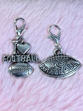 I Love Football Clip On Dangle Charm Set